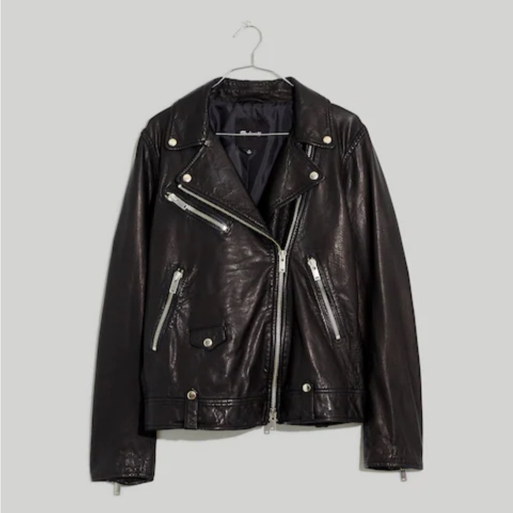 Madewell Washed Leather Oversized Motorcycle Jacket Small
